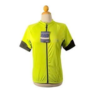 NWT Men’s Neon Yellow Cycling Jersey with Black Sleeve Accents